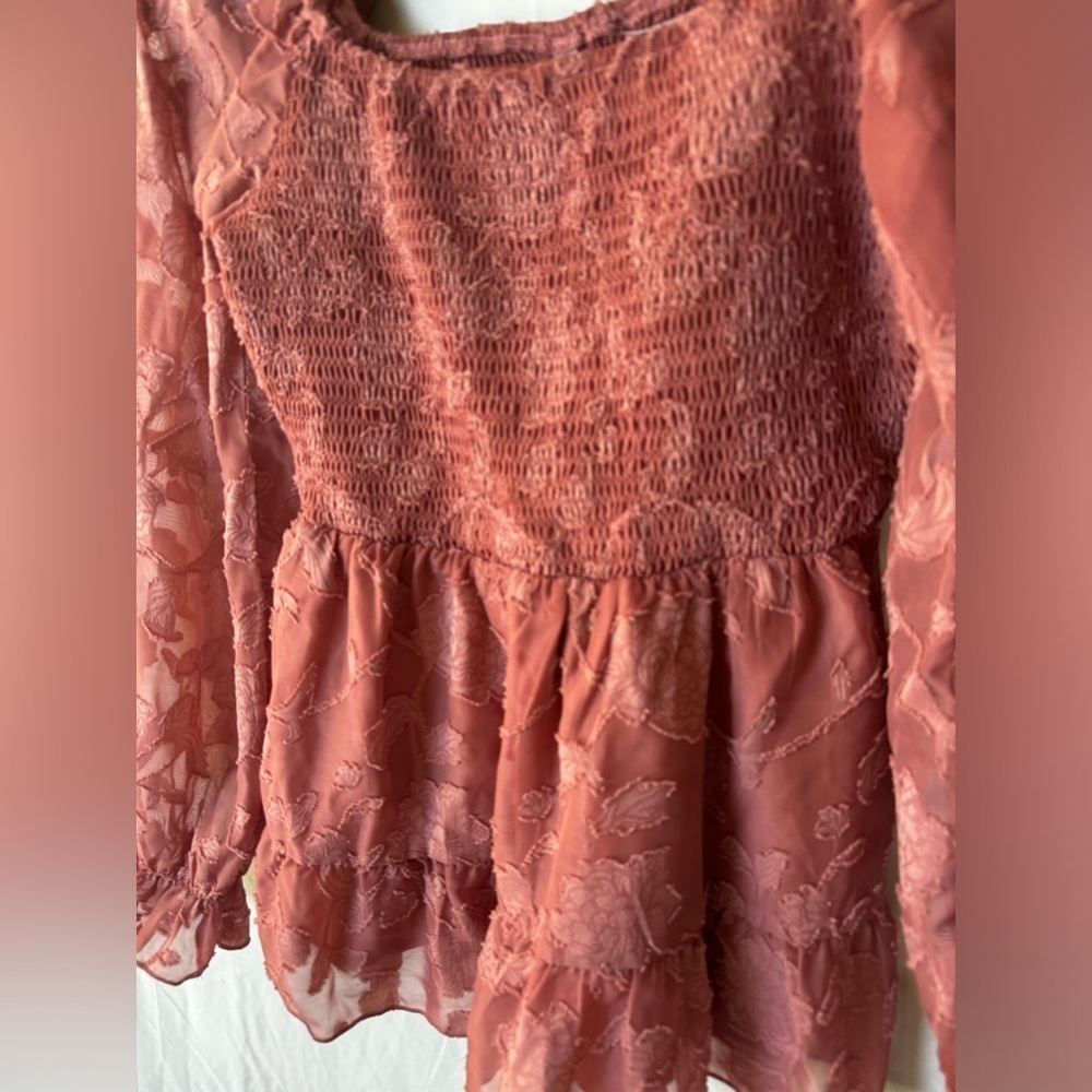 Bolayu Women’s Boho Frill Square Neck Ruched Blouse Size S - Picture 3 of 11